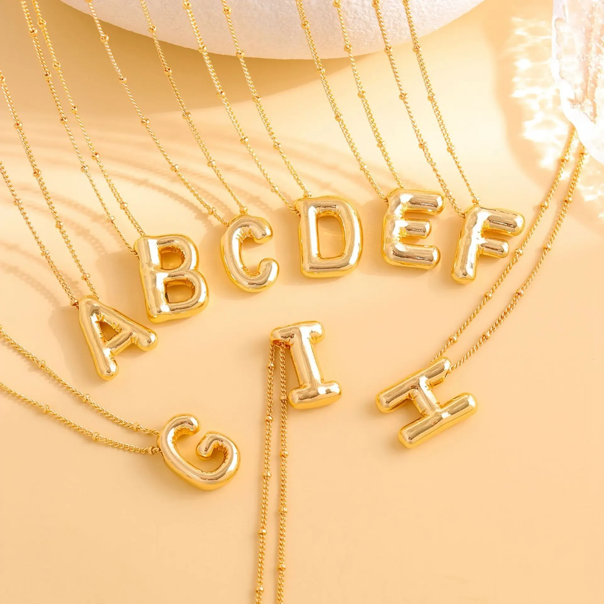 Delicate Bubble Letter PendantAccessories Temperament Fashionable26 English Letter Initials PendantNecklace for Womens image 2