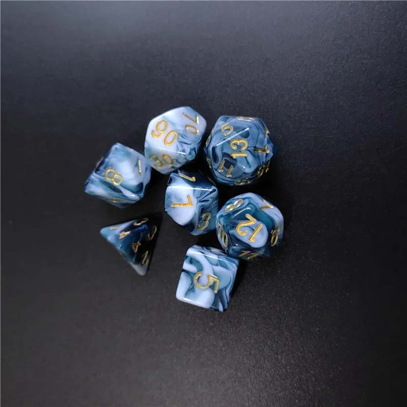متعدد الوجهين DND النرد ، TRPG المحصنة ألعاب المجلس ، العلامة التجارية الجديدة الاكريليك مجموعة ، ثنائي اللون نمط ، D4 ، D6 ، D8 ، D10 ، D12 ، D20 ، 7 قطعة ، 1 Set #4