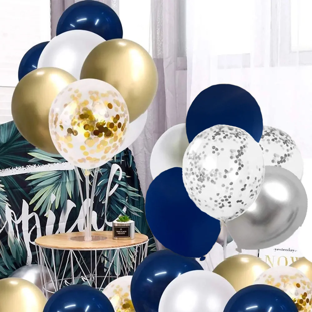 

50 pcs 12 inch Navy Blue Balloon Set for Celebration Wedding Baby Shower Birthday Graduation Party Latex Confetti Balloons