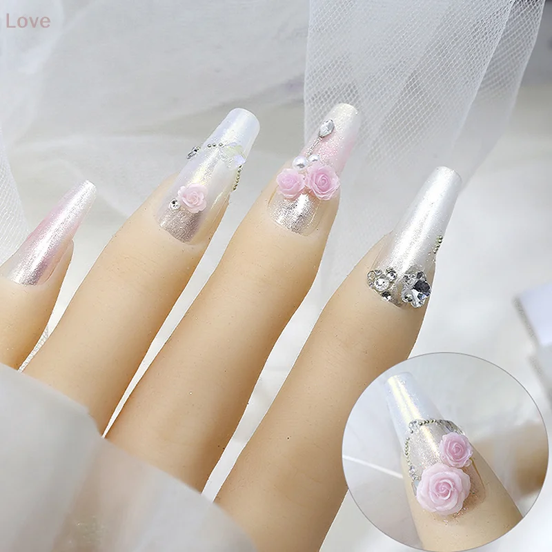 [L & P] 50 قطعة راتينج جديد لطيف صغير ثلاثية الأبعاد الأرجواني ارتفع مسمار الراين الأحجار الكريمة بريق مسمار الفن مجوهرات مانيكير مسمار الفن زينة