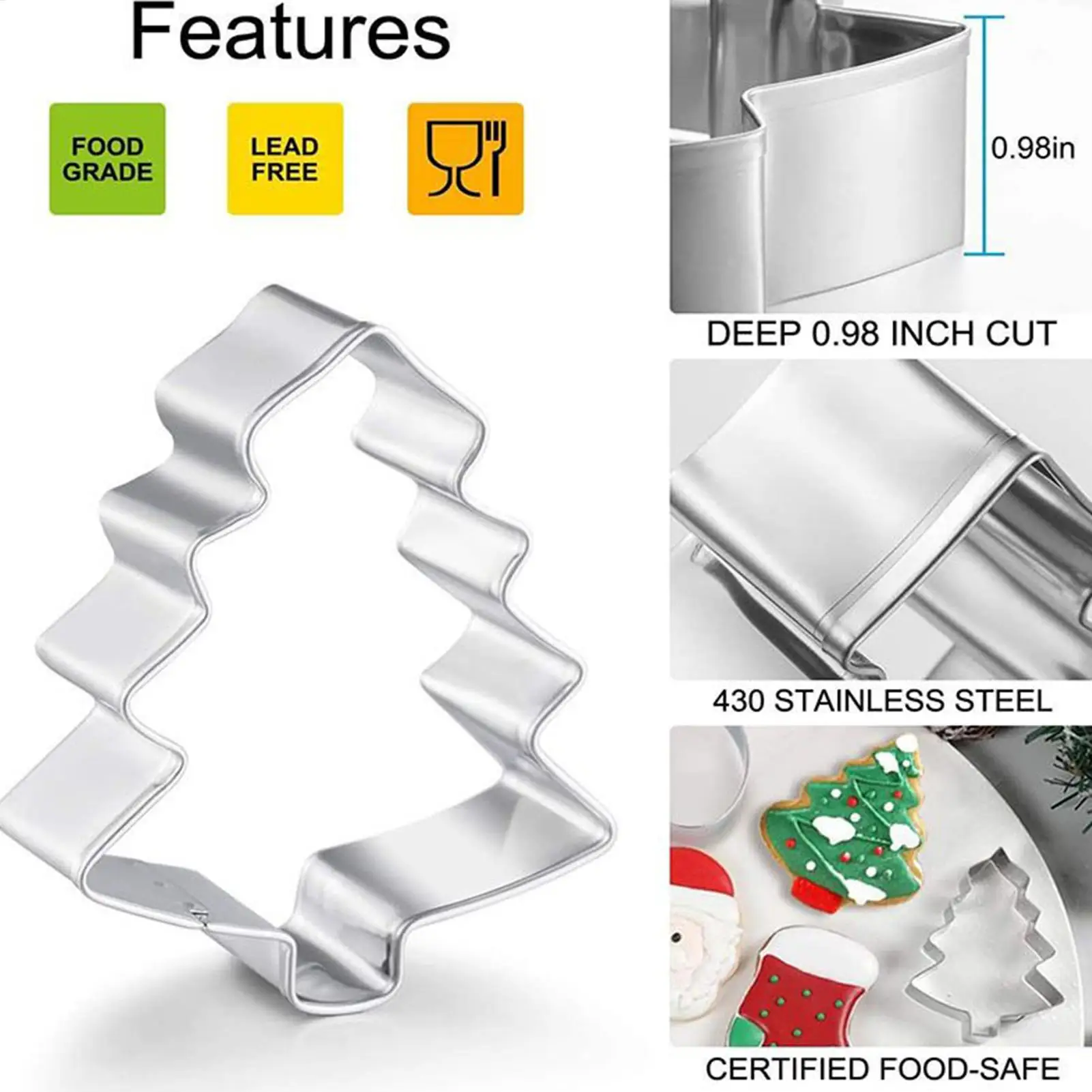 Picture 6: 6-Piece Stainless Steel Christmas Cookie Cutters Set, Baking Molds for Fondant, Cheese, Pastry & Holiday Party Decor with Kids