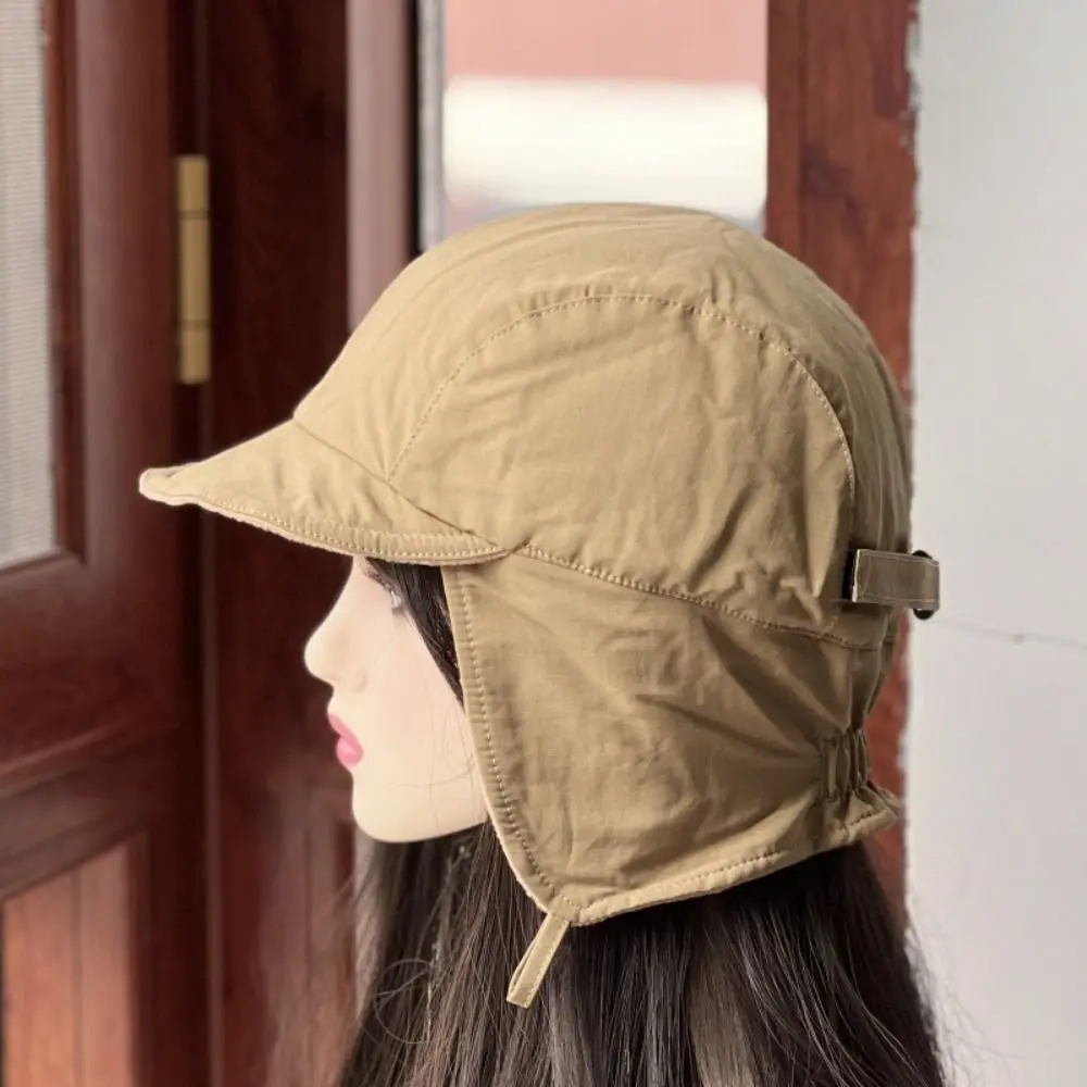 Bomber Hat Japanese Retro Bomber Hat Solid Color Ear Protection Winter Cap Windproof Velvet Pilot Hat Keep Warm