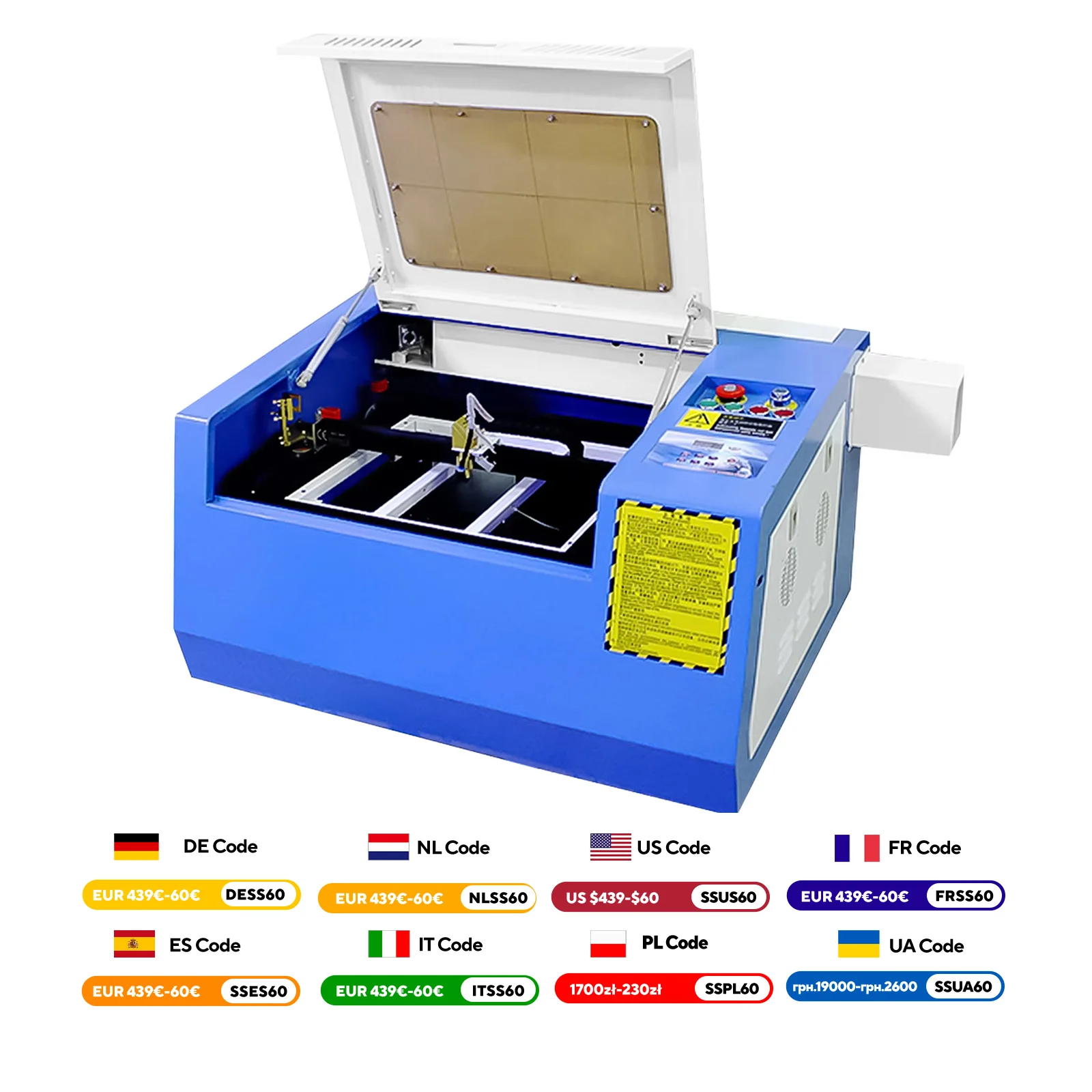 

VEVOR 50W Laser Engraver Machine Engraving Area 300*400mm CO2 Engraving Cutting Machine for Wood Acrylic & Plywood Cutting