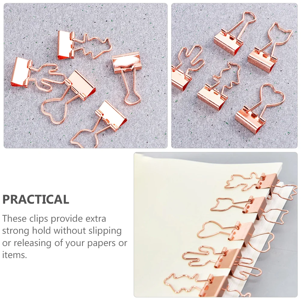 15 Pcs File Binder Clips Office Multi-function Paper Paperclip Holders for Desk Metal