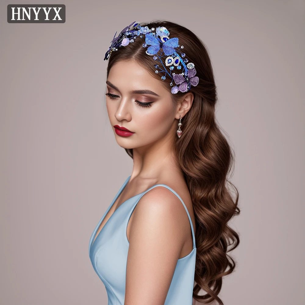 HNYYX Bridal Wedding Rhinestone Hair Accessories Crystal Head Hoop Retro Elegant Headband for Girls Butterfly Tiara Jewelry A199