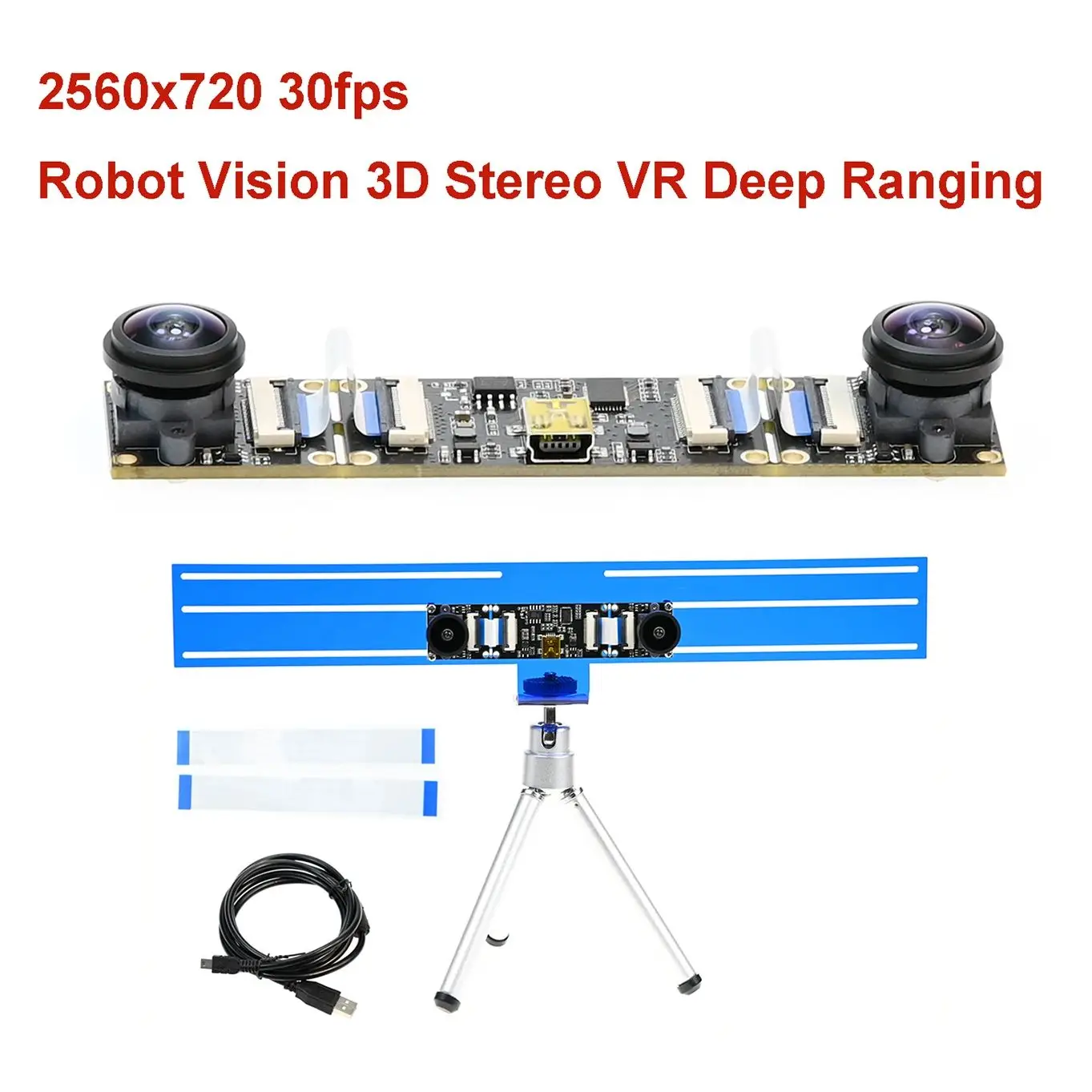 GXIVISION 720P USB Camera Module Dual Lens Synchronous,2560x720 30FPS,Baseline Adjustable,Robot Vision 3D Stereo VR Deep Ranging