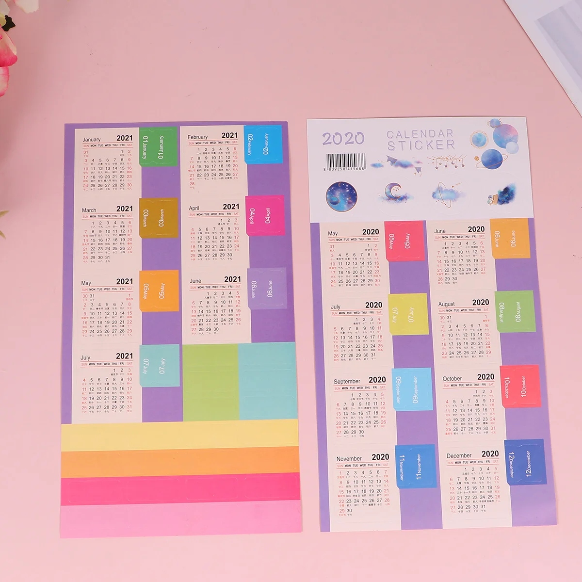 

1Set Calendar Index Sticker 2020 12 Sheets Monthly Divider Label for Notebook Planner Diary Organizer Reminder