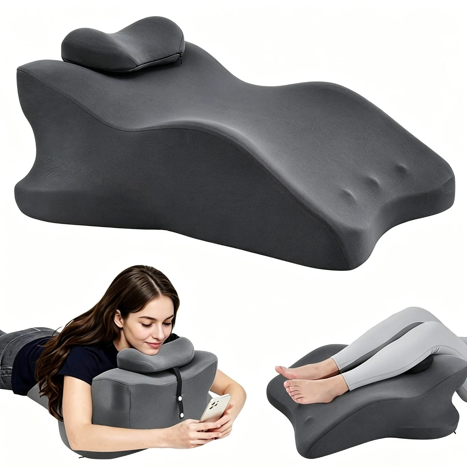 Coussin de lit ergonomique en mousse à mémoire de forme pour dormir sur le ventre, oreiller de soutien pour soulager la douleur, coussin de canapé
