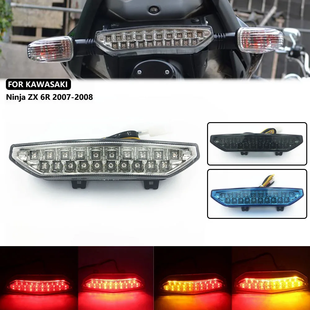 For Kawasaki Ninja ZX-6R ZX6R 2007 2008 Rear Tail Light Brake Turn Signals Integrated LED Light ZG14 CONCOURS ZRX1200 DAEG