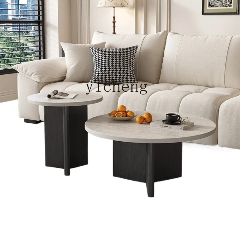 ZK solid wood  coffee table modern simple small apartment living room household tea table size round coffee table combination