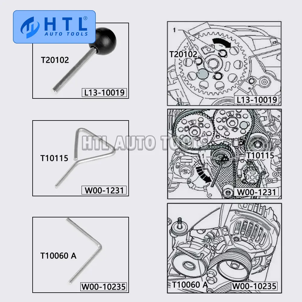 7pcs Timing Tool Audi Common Rail Pump Nozzle Timing Belt Change Tool 1.2,1.4,1.9,2.0TDI General Diesel Engine Timing