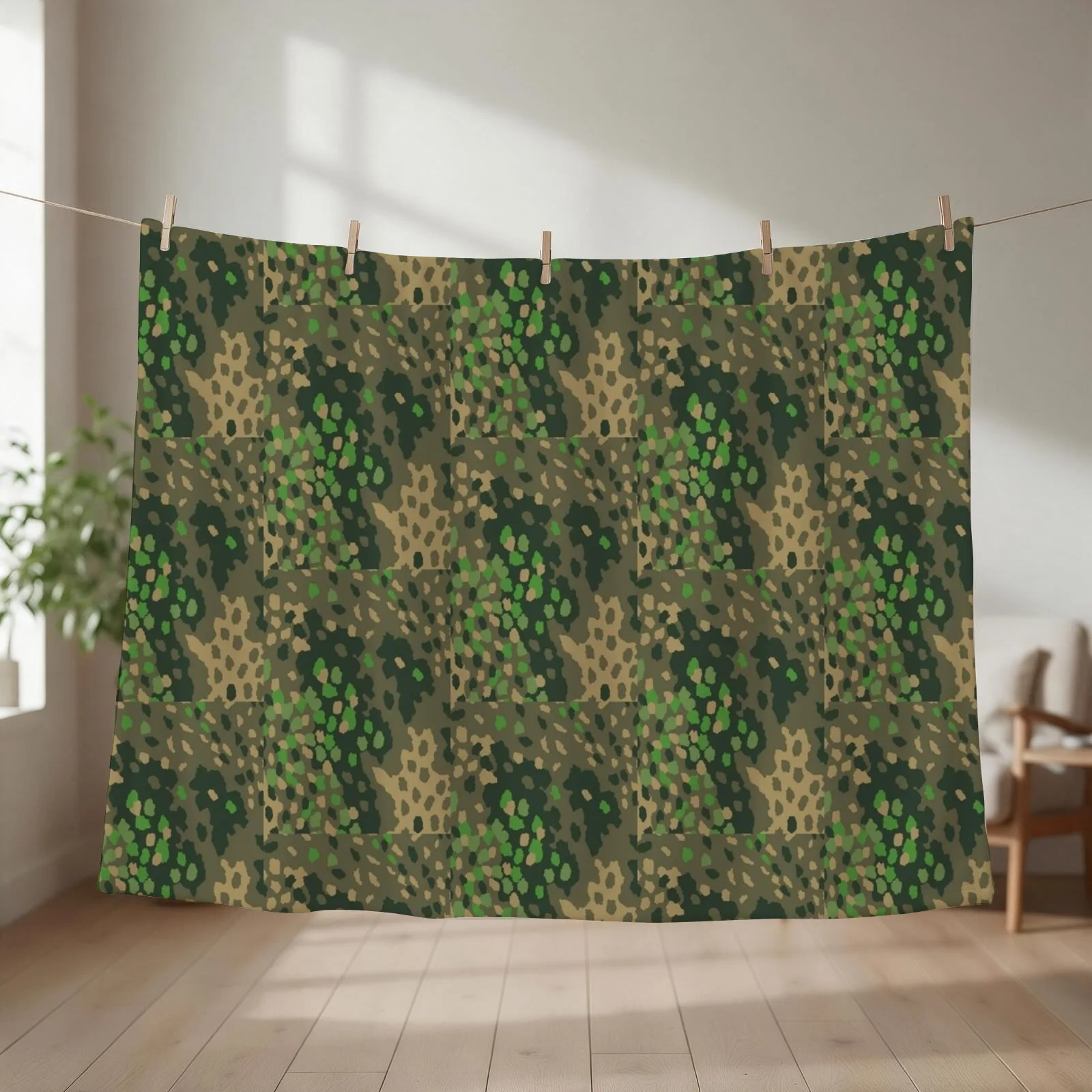 Dot 44 German WW2 camouflage pattern Throw Blanket couch cozy soft plush fuzzy picnic outdoor blanket