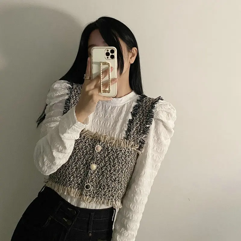 

Solowen Long Sve Slim Fit T-irt round Ne Pleated Pattern Two Piece Set Faionable Cotton Women's Wear Winter 202