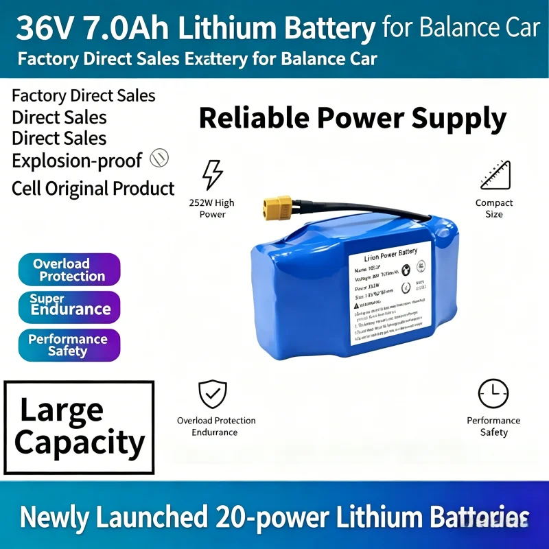 

High Capacity 36V 6.4Ah 10S2P 18650 Battery with BMS - Ideal Replacement Power Supply for Self Balancing Scooter Hoverboard