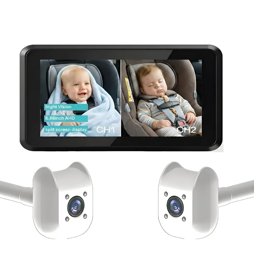 

6.86 Inch AHD HD Display Car Baby Rear Seat Monitor Night Vision Rearview Safety Monitor for Car Back Seat Infant Security