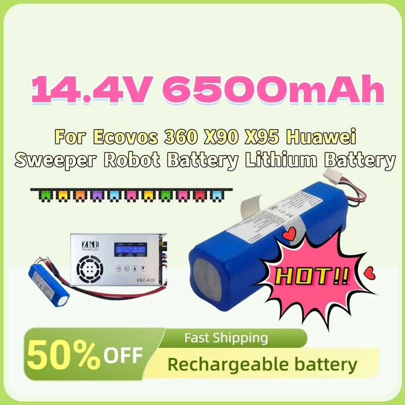 

Новые перезаряжаемые литиевые аккумуляторы 14.4V 6500mAh с высоким коэффициентом расширения емкости для роботов-пылесосов Ecovacs 360 X90 X95 Huawei