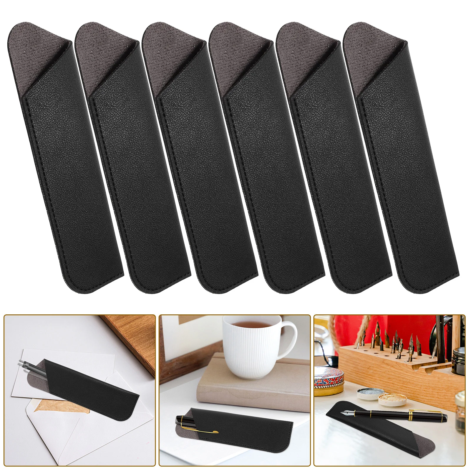 6 Pcs Pencil Case Protective Cover Fountain Accessories Pouch Ink Pu Bag Student Packaging Black