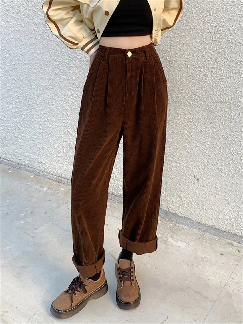 

Alien Kitty Autumn Straight Pants Women Corduroy Fashion Loose 2023 Minimalist Daily Casual Wide Leg All Match High Waist