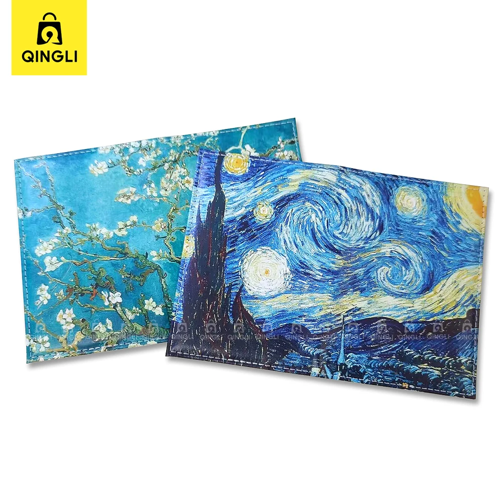 Van Gogh Oil Painting Design Passport Cover Art Picture The Starry Night Travel Passport Holder Case Fashion Thin Passport Bag