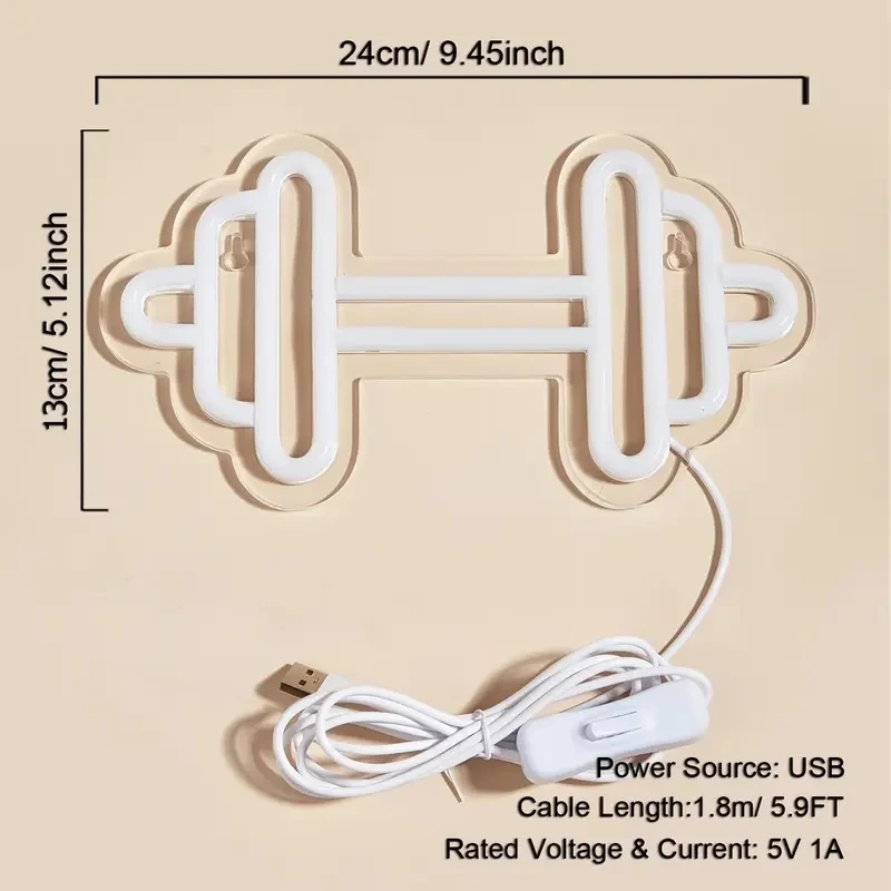 علامة نيون لصالة الألعاب الرياضية ، على شكل دمبلز ، ديكور نادي اللياقة البدنية ، كهدية للفتيات في سن المراهقة ، غرفة رياضية في سن المراهقة ، ديكور غرفة الألعاب