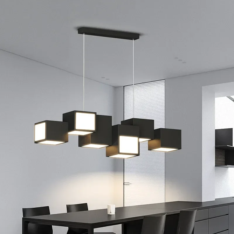 SANDYHA Modern Minimalist Pendant Lights Black White Block Combination Kitchen Chandelier for Living Room Bedroom Decoration