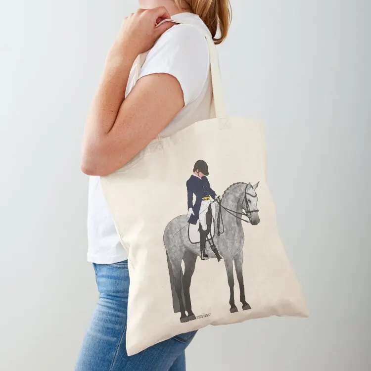 

Gray Dressage Horse and Rider Tote Bag shopper bag women tote bags men women bag Beach