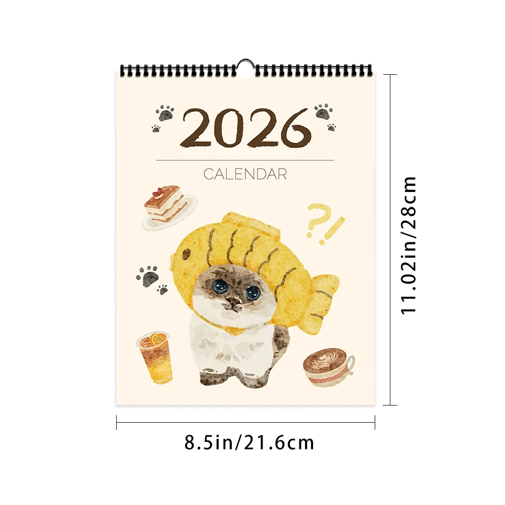 1 قطعة تقويم حائط 2026، قطط مخصصة، نمط ألوان مائية، 12 أنماط جميلة، هدية مثالية لأعياد الميلاد، عيد الميلاد، السنة الجديدة #2