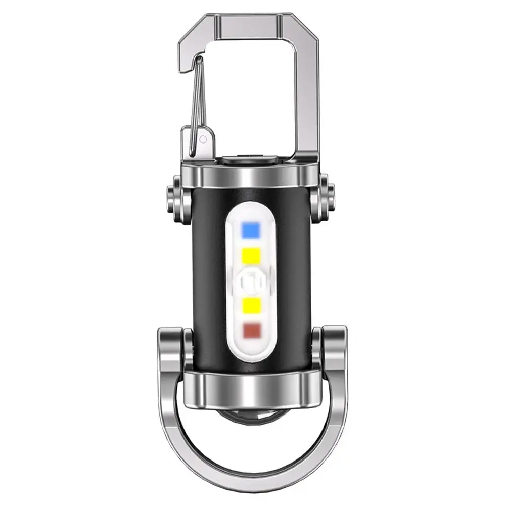 

High Quality Mini Keychain Light COB Floodlight Red Blue Warning Type C Fast Charge IPX4 Waterproof for Camping Hiking Night Rid
