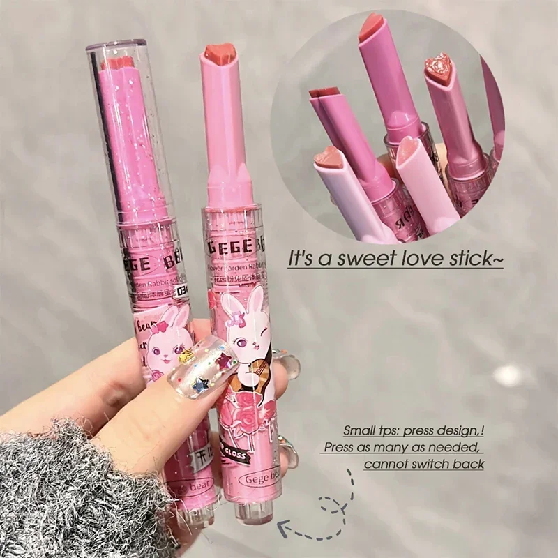 Herzform Lippen glasur Glitter klar fest Lip gloss rosa Spiegel Lippenstift Stift wässriges Gelee feuchtigkeit spendend koreanische Lippen tönung Make-up