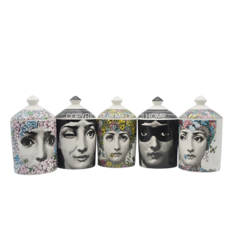 Medicci Home Italian Retro Opera Woman Portrait Candle Jars con coperchio barattolo di incenso decorativo in ceramica Chic Ornament Crafts