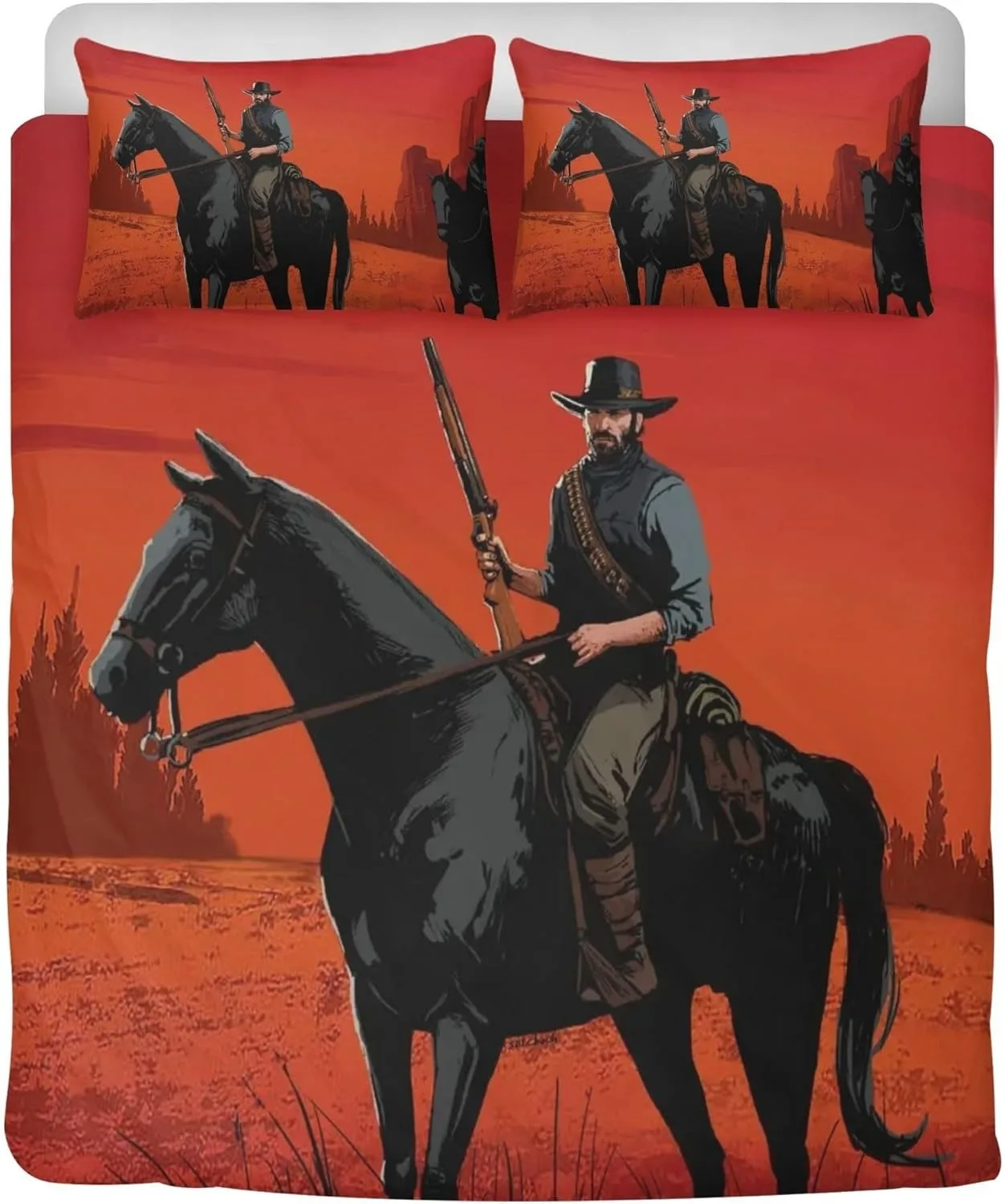 

Red Dead Redemption Bedding Set 3D Printing Home Decoration Game Pillowcase Quilt Cover Cute Gift To Family and Friends