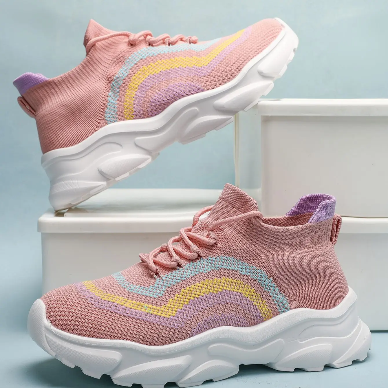 

Fashion Versatile Breathable Casual Shoes Light EVA Outsole Unisex Elastic Knitting Ultra Light Comfortable Summer