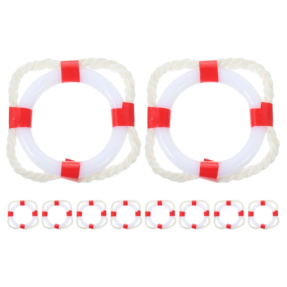 

10 Pcs Mini Life Buoy House Swim Rings Tiny Miniature Decors Swimming Manual Decoration Plaything