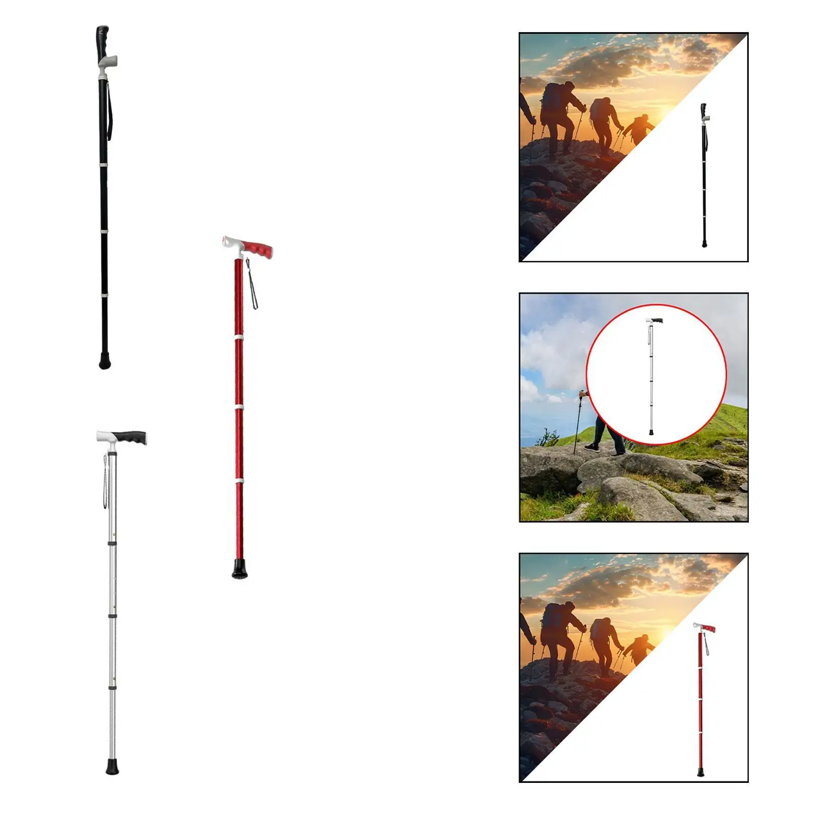 Mountain Trekking Pole Retractable Nonslip Handle Lock Practical Lightweight 3 Joints Stick for Hiker Backpacker Mountaineering