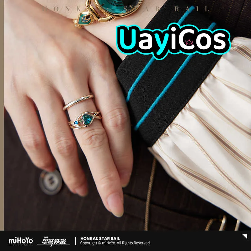 

Official Honkai: Star Rail Aventurine Rings For Women Retro Exquisite Simple Inlaid Blue Zircon Stones Ring Set Gift Jewelry