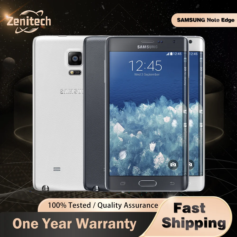 هاتف سامسونج جالاكسي نوت ايدج N915 4G الأصلي بصمة الإصبع 3GB + 32GB 5.6 ''AMOLED 23MP + 3.7MP رباعي النواة حافة نوت الهاتف