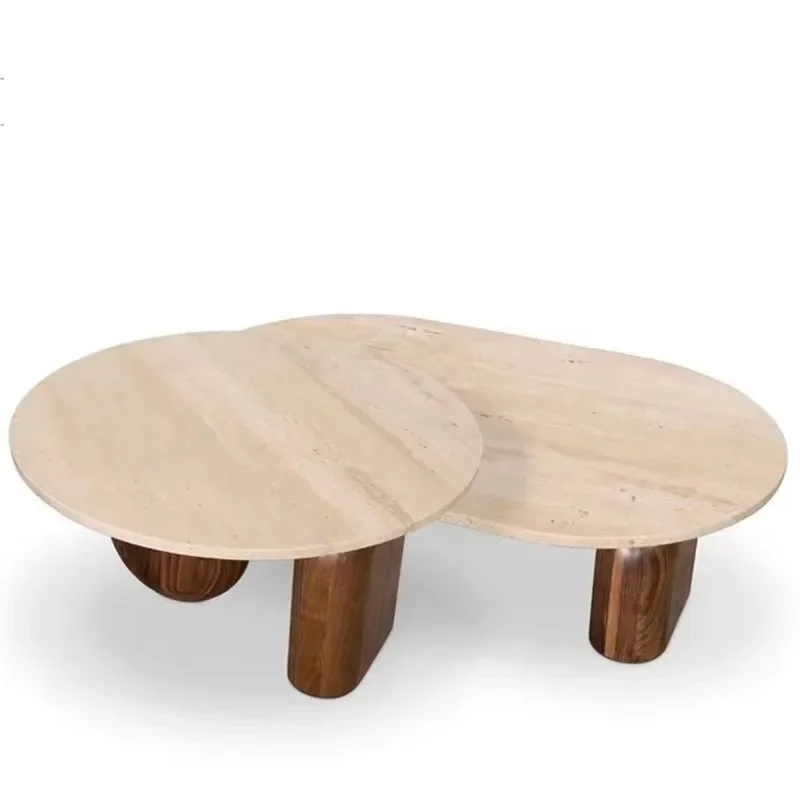 

Natural travertine coffee table small apartment living room household minimalist solid wood