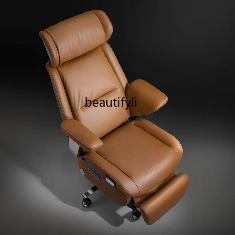

F Leather boss, office, ergonomics, computer, electric president swivel chair, zero gravity seat