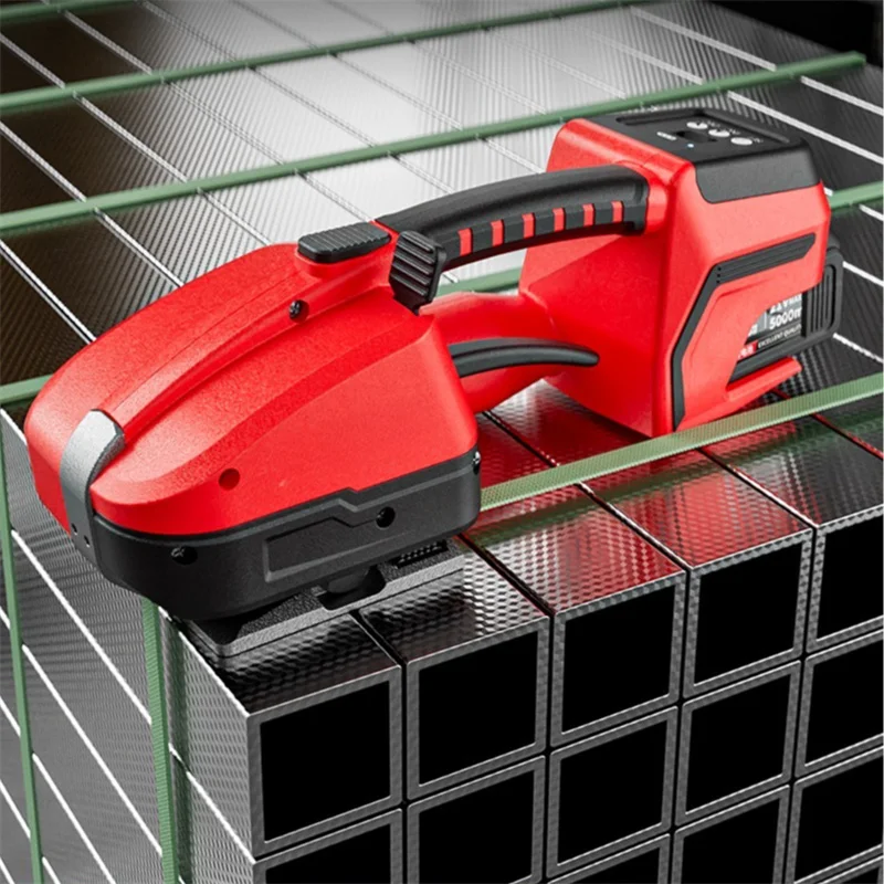 

Red Portable Electric Baler for 10-12mm PET/PP Fully Automatic Hot Melt Packaging Machine with Battery