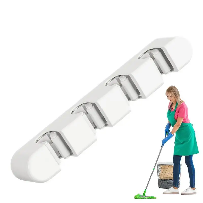 Broom Organizer Wall Mount Self-Adhesive House Organization Multi-Purpose Mop Broom Holder  Laundry Room Storage Organization