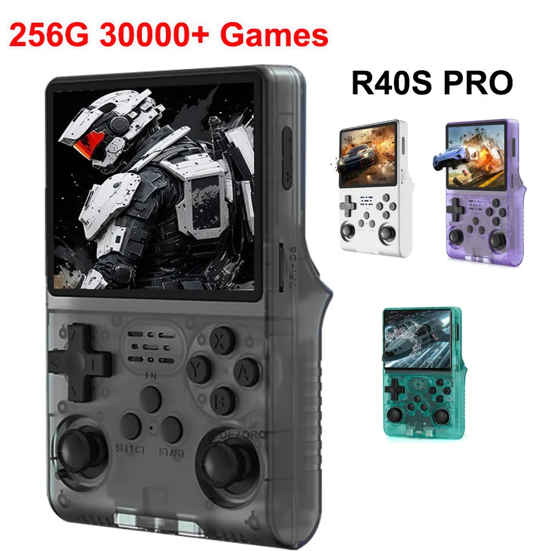 Console de jeu rétro portable R40s Pro, écran IPS de 3.5 pouces, lecteur de jeu de poche, 256 go, 30000 jeux rétro intégrés, cadeau de noël