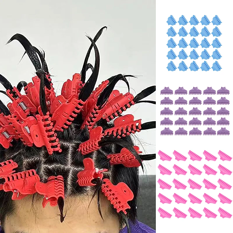 25 Pcs Reusable Perm Hair Clip Hair Curl Styling Clamps For Man Barbershop Salon Hook Loop Hair Rollers Hairdressing Tool