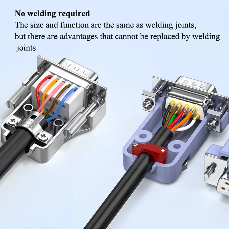 Mini DB9 Solderless Joint 9Pin Male Female Connector Upgraded RS232 Serial Port Adapter 485/422 Universal Plug Industrial Grade