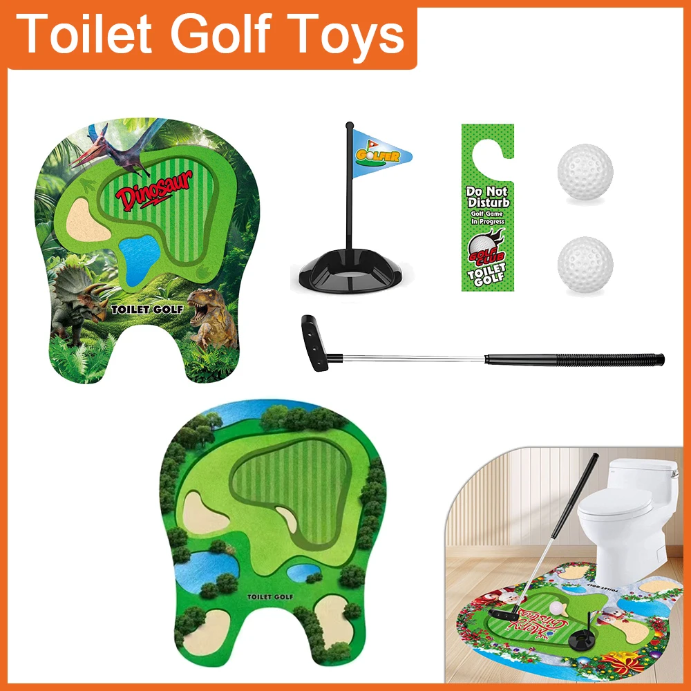 Toilet Golf Simulator Toy Set Funny Leisure Entertainment Game for Beginner Golf Practice Indoor Game Toy