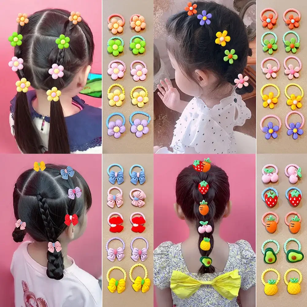 20/30/40/50/100 Pieces Cute Thumb Hair Ties for Girls, High Elasticity, Does Not Hurt Hair, Children Sweet Little Girl Hair Rope