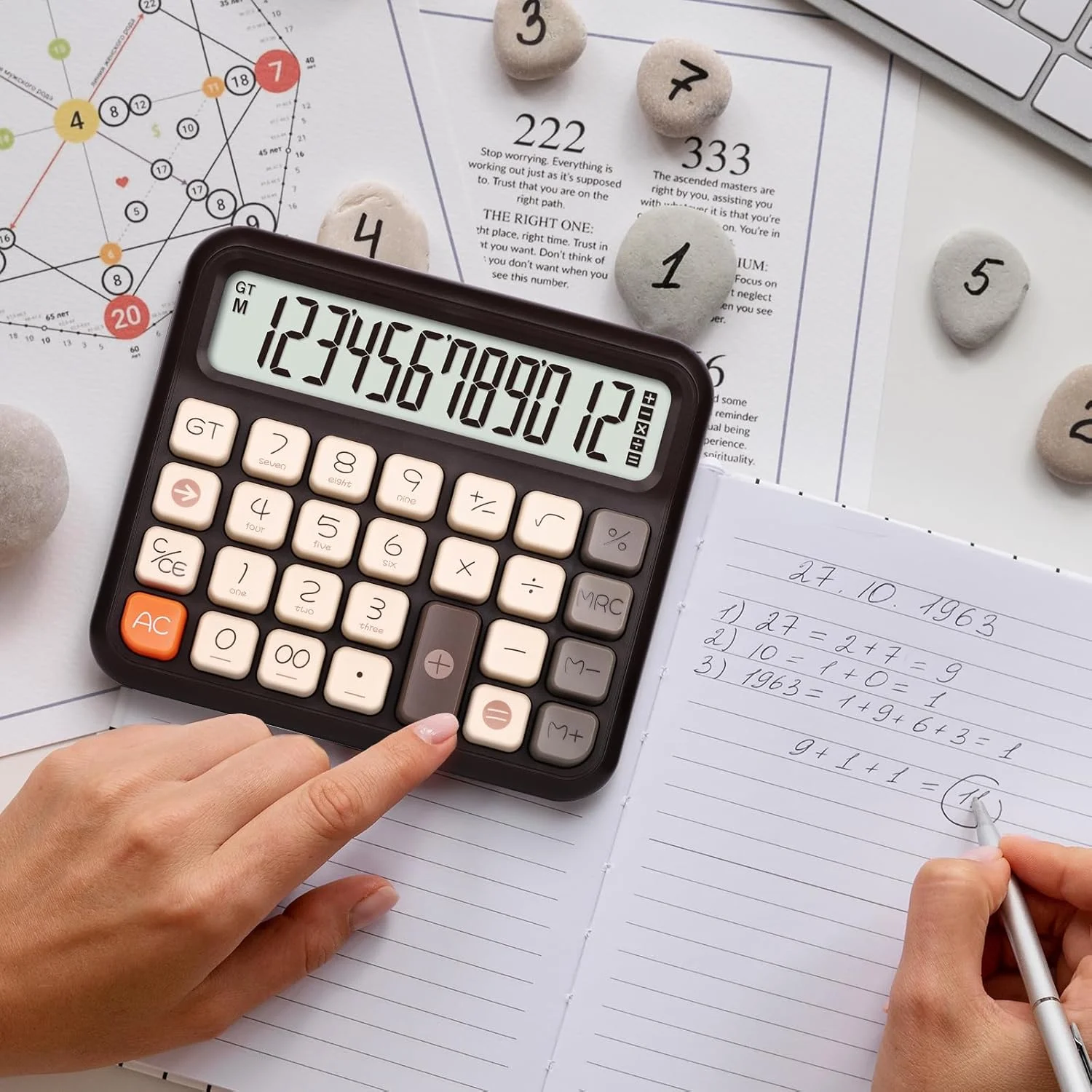 Calculators Desktop 12 Digit,  Cute  Calculator with Extra Large LCD Display and Buttons, for Office, School,  Use