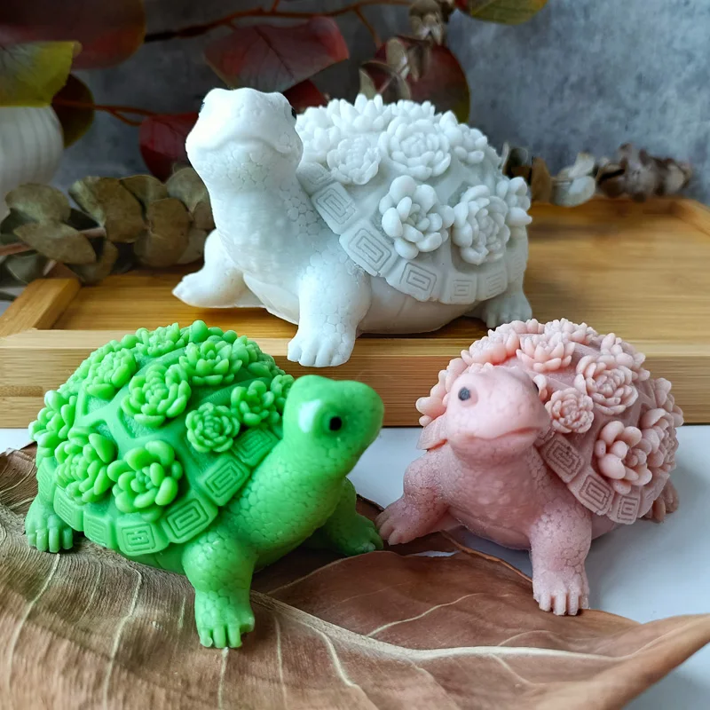 3D Turtle Silicone Mold DIY Scented Candle Plaster Succulent Tortoise Resin Drip Gel Ornaments Mould Home Decoration Crafts