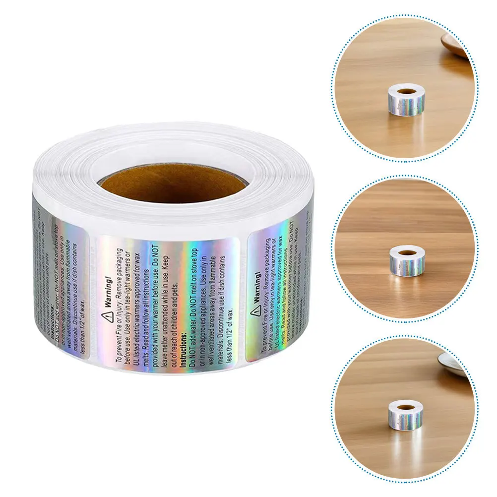 

2 рулона, предупреждающие этикетки для расплава воска, голографические наклейки безопасности, водонепроницаемый клей для изготовления банок своими руками