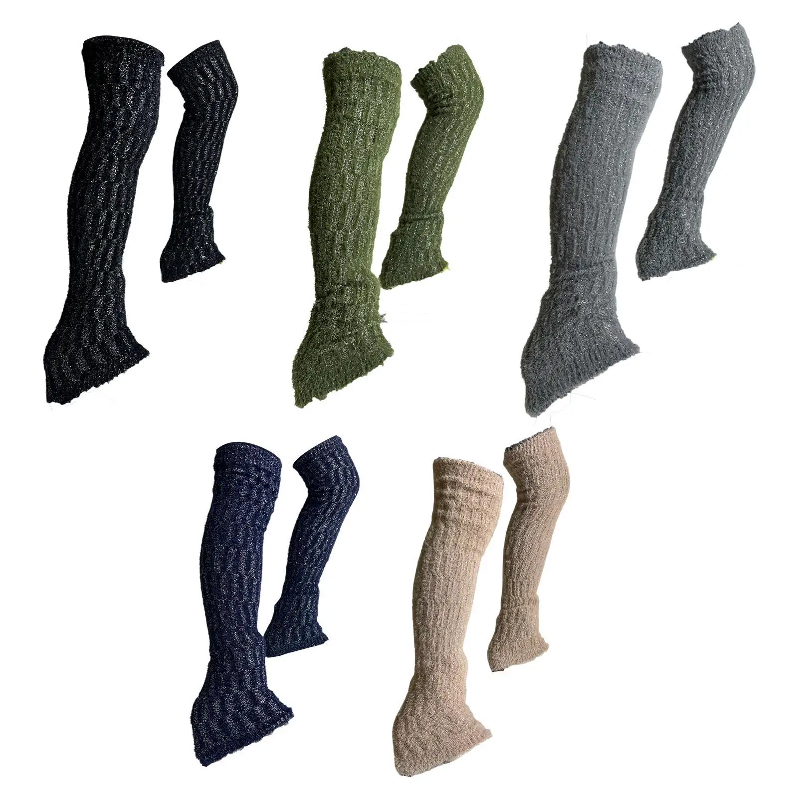 

Ice Figure Skating Leg Warmers, Cable Knit Long Skating Socks, Thick Comfortable, High Footless Socks for Dance Winter, Women