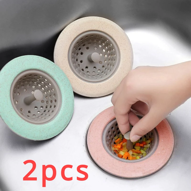 2pcs Silicone Anti-clogging Filter Portable Sink Strainer Bathroom Kitchen Tool for Drains Cover Hair Waste Plug Filter Strainer